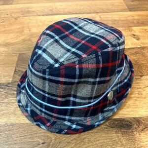 Ben Sherman British Greats Cotton Plaid Hat Red Blue Gray Sz L/XL